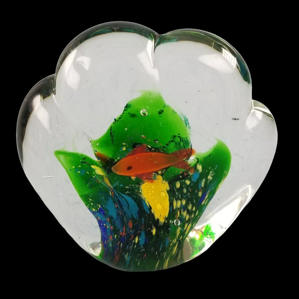 Murano Hand-Blown Double-Sided Fish Aquarium Italian Art Glass Paperweight. - Picture 5 of 15